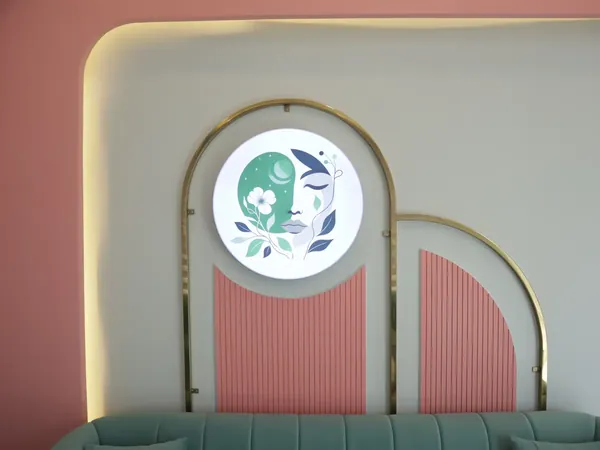Reception Feature Wall — Lavanayam Skin, Hair and Laser Clinic, Gaur City 2